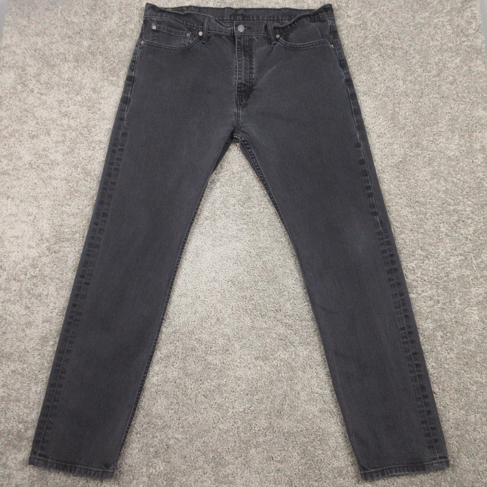 Levis Jeans Mens 38x34 Black 508 Regular Tapered Washed Zip Fly Denim Pants
